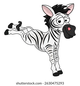 Cartoon Illustration of a Playful Zebra