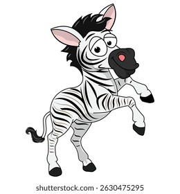 Cartoon Illustration of a Playful Zebra