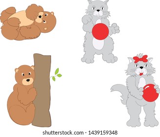 Cartoon illustration of playing animals