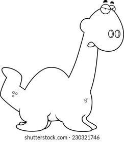 A cartoon illustration of a Plesiosaur dinosaur looking angry.