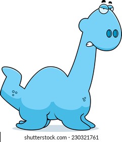 A cartoon illustration of a Plesiosaur dinosaur looking angry.