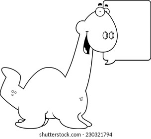 A cartoon illustration of a Plesiosaur dinosaur talking.
