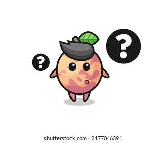Cartoon Illustration of pluot fruit with the question mark , cute style design for t shirt, sticker, logo element