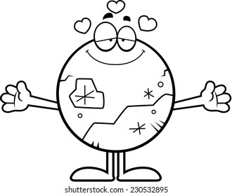 A cartoon illustration of Pluto ready to give a hug.
