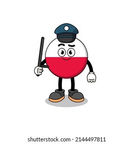 Cartoon Illustration of poland flag police , character design