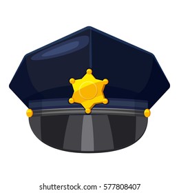  Cartoon illustration of police cap vector icon for web