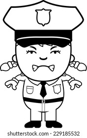 A cartoon illustration of a police officer girl looking angry.