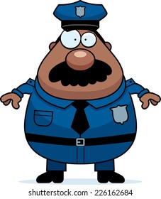A cartoon illustration of an police officer with a mustache.