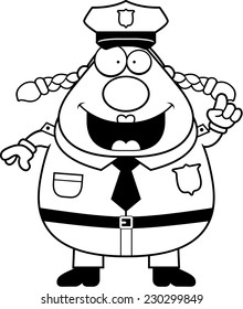 A cartoon illustration of a police woman with an idea.