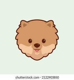 Cartoon illustration of pomeranian german spitz cute face. Vector illustration of pomeranian german spitz dog