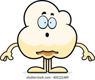 A Cartoon Illustration Of A Popcorn Kernel Looking Surprised.