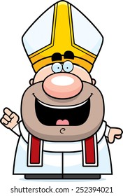 A cartoon illustration of a pope with an idea.