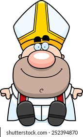 A cartoon illustration of a pope sitting.