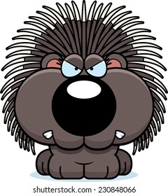 A Cartoon Illustration Of A Porcupine With An Angry Expression.