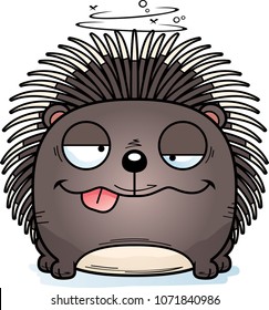 A cartoon illustration of a porcupine with a goofy expression.