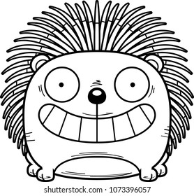 A cartoon illustration of a porcupine happy and smiling.