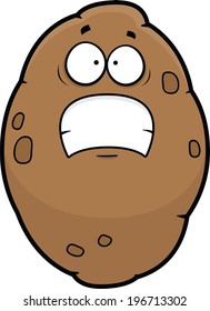Cartoon illustration of a potato with a scared expression. 