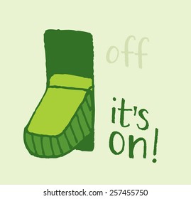 Cartoon illustration of power or light switch with it's on message