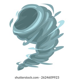 Ilustração de um poderoso tornado azul girando, representando um desastre natural