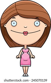 A cartoon illustration of a pregnant woman looking happy.