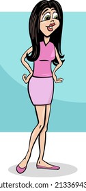 Cartoon illustration of pretty young girl comic character