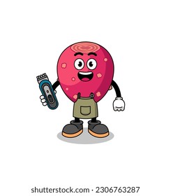 Cartoon Illustration of prickly pear as a barber man , character design