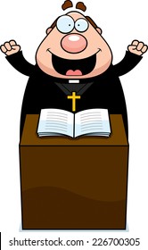 A Cartoon Illustration Of A Priest Giving A Sermon.