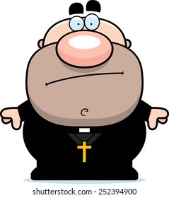 A cartoon illustration of a priest looking bored.