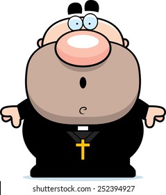 A cartoon illustration of a priest with a surprised expression.