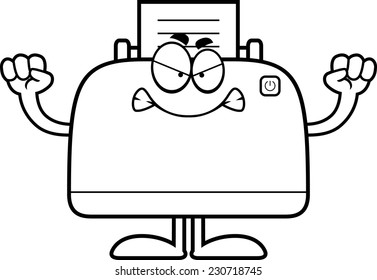 A cartoon illustration of a printer looking angry.