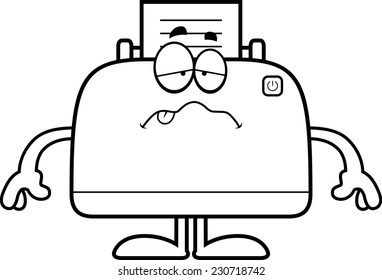 A cartoon illustration of a printer looking sick.