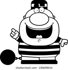 A cartoon illustration of a prisoner with an idea.