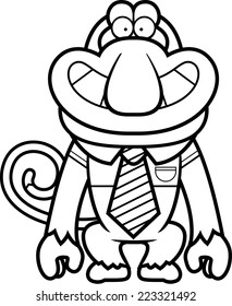A cartoon illustration of a proboscis monkey in a tie.