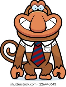 A cartoon illustration of a proboscis monkey in a tie.