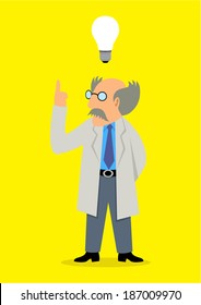 Cartoon illustration of a professor got an idea