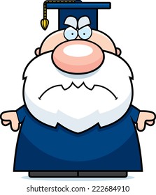 A cartoon illustration of a professor looking angry.