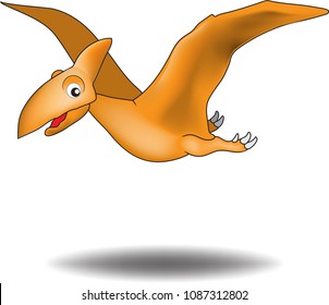 The cartoon illustration of the Pterosaurs dinosaur. (vector)