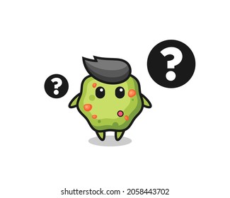 Cartoon Illustration der Puke mit dem Fragezeichen , süßes Design für T-Shirt, Aufkleber, Logo-Element