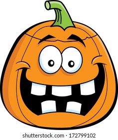 Cartoon illustration of a pumpkin.