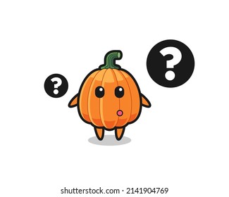 Caricatura Ilustración de calabaza con signo de interrogación , diseño lindo