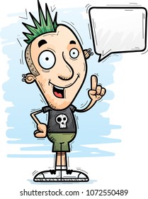 A cartoon illustration of a punk talking.