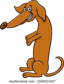Cartoon illustration of purebred dachshund dog comic animal character