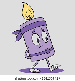 Cartoon illustration of a purple candle character vector logo 