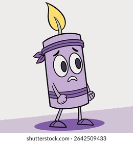 Cartoon illustration of a purple candle character vector logo 