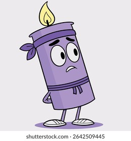 Cartoon illustration of a purple candle character vector logo 