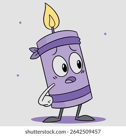 Cartoon illustration of a purple candle character vector logo 