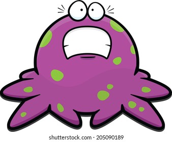 Cartoon illustration of a purple octopus with a scared expression.