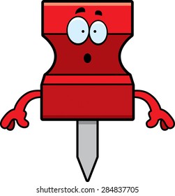 A cartoon illustration of a pushpin looking surprised.