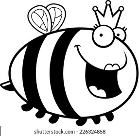 A cartoon illustration of a queen bee with a crown.