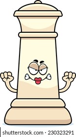 A cartoon illustration of a queen chess piece looking angry.